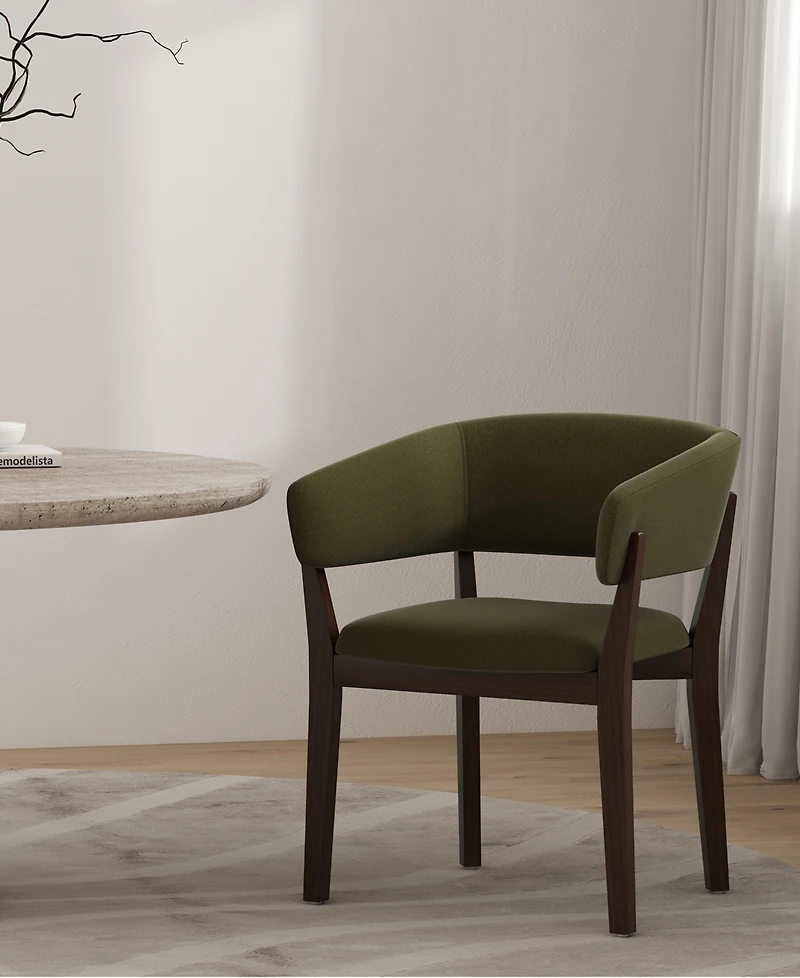 Manhattan Comfort Blake Faux Mohair Upholstered 26" Beech Wood Dining Armchair