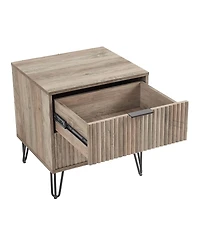 Manhattan Comfort Dumbo Fluted 2-Drawer Wood Nightstand, Set of 2