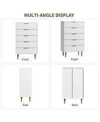 gaomon Modern Fluted Drawer Dresser Wood Chest of Drawers with Metal Handles and Legs