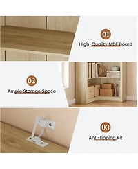 gaomon 5-Tier Farmhouse Corner Bookcase, 71.8" L-Shaped Wood Display Shelf with Storage, Living Room, Home Office