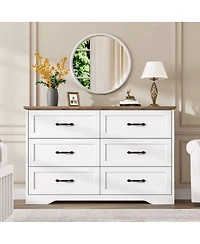 gaomon 6-Drawer Modern Dresser with Wide Metal Handle, Closet Organizer Storage Chest, Clothes Cabinet for Bedroom, Living Room, Gray