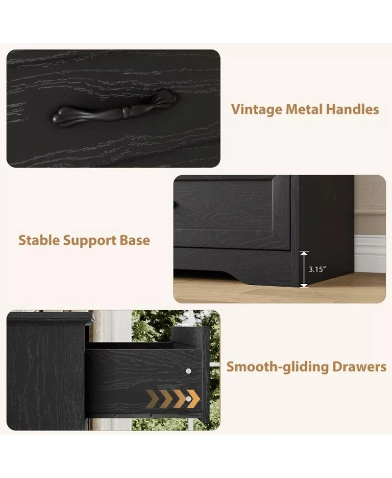 gaomon 5-Drawer Modern Dresser with Wide Metal Handle, Closet Organizer Storage Chest, Clothes Cabinet for Bedroom, Living Room, White