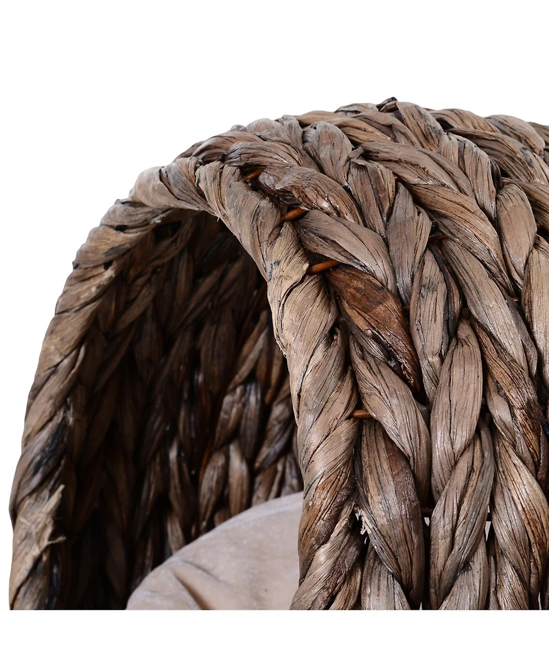 Zeus & Ruta Handwoven Egg-shaped Elevated Gray Cat Bed with Cushion 23.5in H