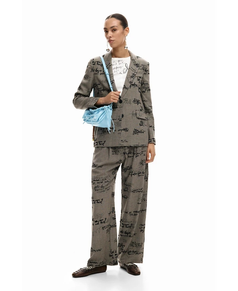 Desigual Women's Plaid lettering trousers