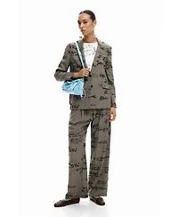 Desigual Women's Plaid lettering trousers