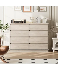 gaomon 8-Drawer Oak Dresser, Wide Wooden Chest of Drawers, Wide Top Organizer for Closet, Hallway, Living Room