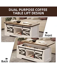 gaomon Lift-Top Coffee Table, 47.2" Rustic Wood, Multifunctional Convertible Center Table with Ample Storage, Living Room