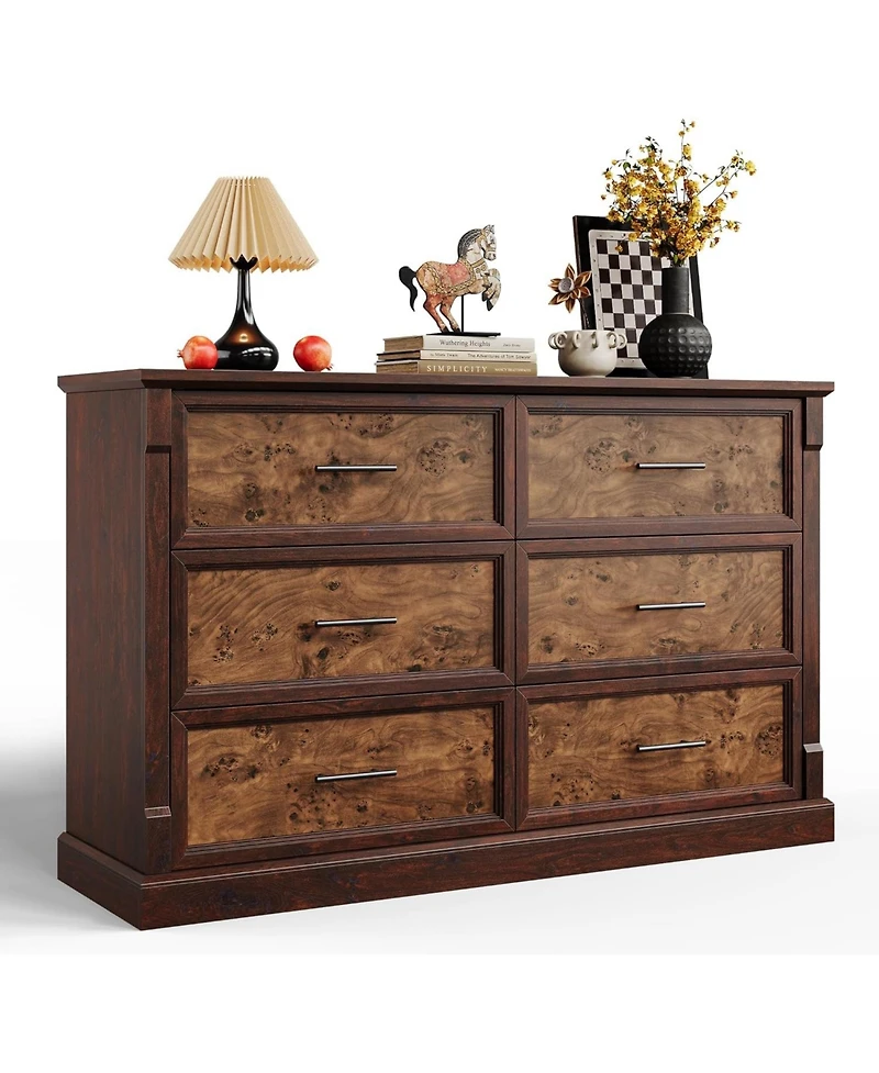 gaomon 6-Drawer Modern Wood Dresser Bedroom Storage Organizer for Living Room