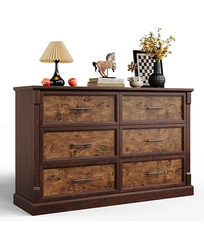 gaomon 6-Drawer Modern Wood Dresser Bedroom Storage Organizer for Living Room