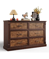 gaomon 6-Drawer Modern Wood Dresser Bedroom Storage Organizer for Living Room