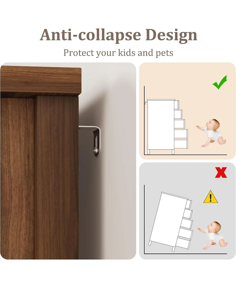 gaomon 5-Drawer Farmhouse Dresser, 48" Tall, Sliding Barn Door, Adjustable Shelf, Bedroom, Hallway, Living Room, Kitchen