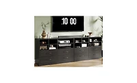 gaomon 4-Drawer Black Bedroom Dresser, 6 Open Shelves, Modern Tv Stand, Space-Saving Cabinet for Living Room