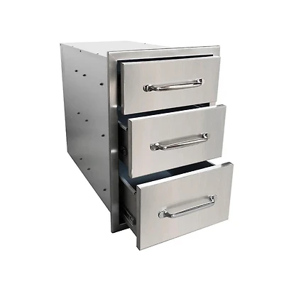 gaomon 14x20.5x23 Inch Outdoor Kitchen Drawer, 3-Layer Stainless Steel, Enclosed Built-In Bbq Access Drawer, Bbq Island