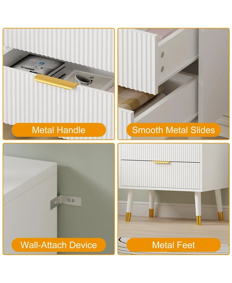 gaomon 4-Drawer White Wood Dresser, Storage Chest Cabinet Organizer for Bedroom, Living Room, Hallway