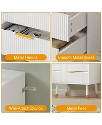 gaomon 4-Drawer White Wood Dresser, Storage Chest Cabinet Organizer for Bedroom, Living Room, Hallway