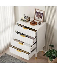 gaomon 4-Drawer White Wood Dresser, Storage Chest Cabinet Organizer for Bedroom, Living Room, Hallway