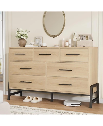 gaomon 7-Drawer Polished Engineered Wood Dresser, Chic Cabinet Legs, Waterproof Desktop