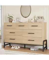 gaomon 7-Drawer Polished Engineered Wood Dresser, Chic Cabinet Legs, Waterproof Desktop