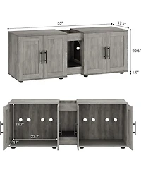 gaomon Double Room Cat Litter Cabinet, Stylish Storage Litter Box Enclosure for Two Cats, Cat Mat, Organizer, White