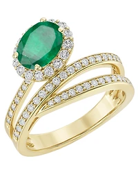 Macy's Emerald (1-1/5 ct. t.w.) And Diamond (1/2 Ring 14k Yellow Gold (Also Available Sapphire & Ruby)