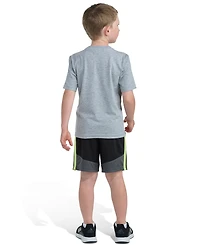 adidas Boys' 2T-7 Graphic T-Shirt and Color block Shorts, 2-Piece Set