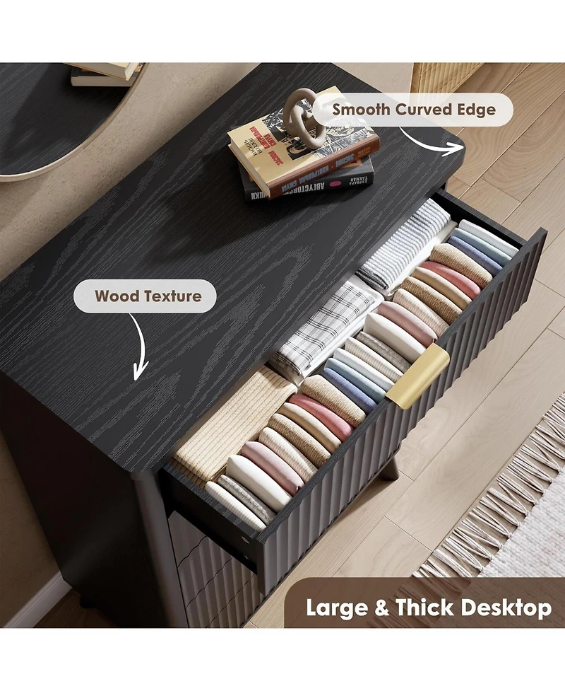 gaomon Fluted Dresser for Bedroom with 5 Deep Drawers, 47in Tall Chest of Drawers