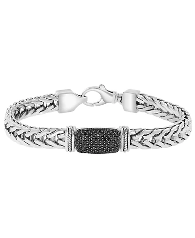 Effy Collection Men's Black Spinel (1-1/5 ct. t.w.) Bracelet in Sterling Silver