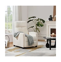 Yaheetech Adjustable Modern Single Boucle Recliner Chair Sofa with Pocket Springs Ivory
