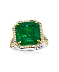 Suzy Levian Gala Collection Sterling Silver Large Firework Asscher-Cut Cubic Zirconia Pave Cocktail Ring