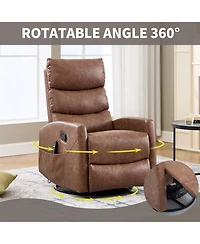 Sumyeg Recliner Chair with Heat Massage Manual Rocker and Swivel in Fabric