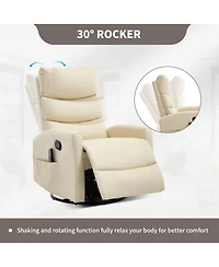 Sumyeg Recliner Chair with Heat Massage Manual Rocker and Swivel Fabric