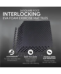 BalanceFrom Fitness Foam Interlocking Exercise Floor Mat, 24 Square Feet, Black