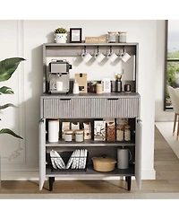 gaomon Fluted Sideboard Buffet Cabinet with 2 Drawers, Adjustable Shelves, Coffee Bar Storage Console