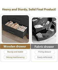 gaomon 52" Wide 6-Drawer Wooden Freestanding Dresser with Closet Storage