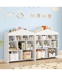 gaomon 9-Cubby Children's Bookshelf, Toy Organizer, White Wooden Bookcase, Nursery, Playroom, Kids Room
