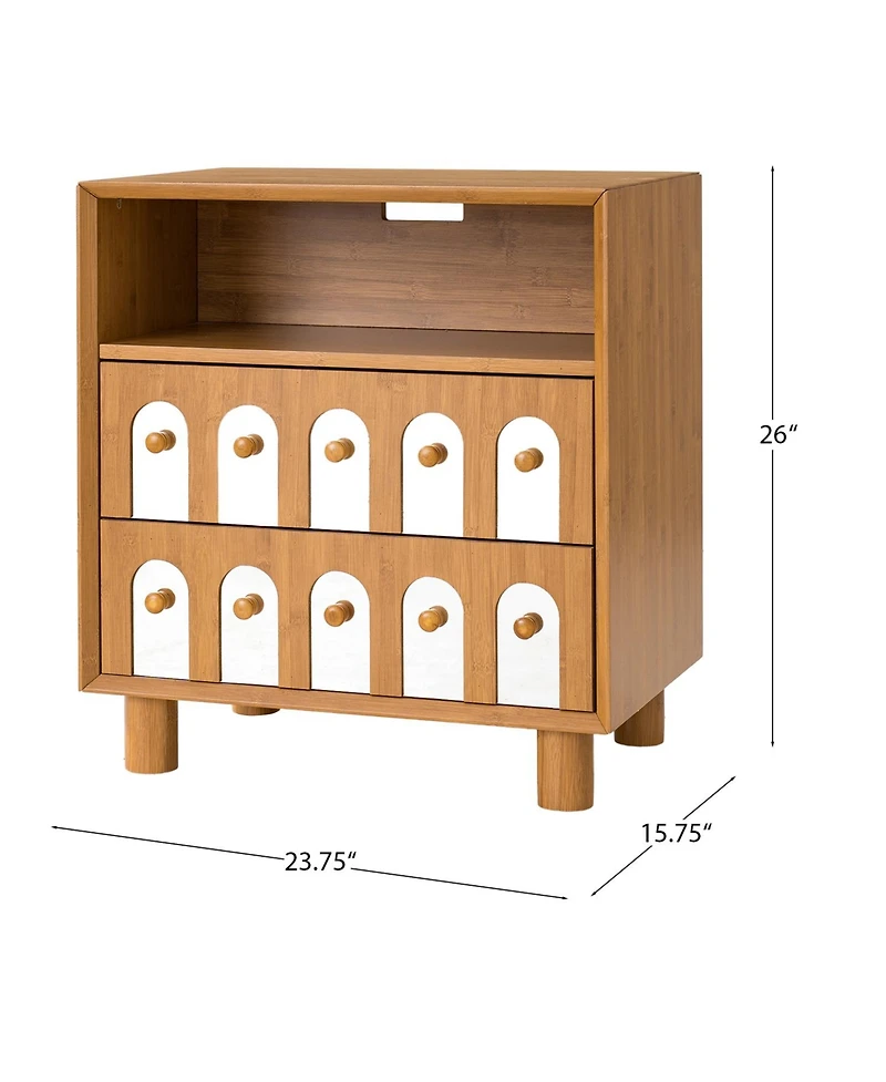 Cesicia 26" H Modern Nightstand Bedside Table with Charging Station, 2 Drawers, Large Mid Century End Table for Bedroom, Living Room