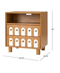 Cesicia 26" H Modern Nightstand Bedside Table with Charging Station, 2 Drawers, Large Mid Century End Table for Bedroom, Living Room