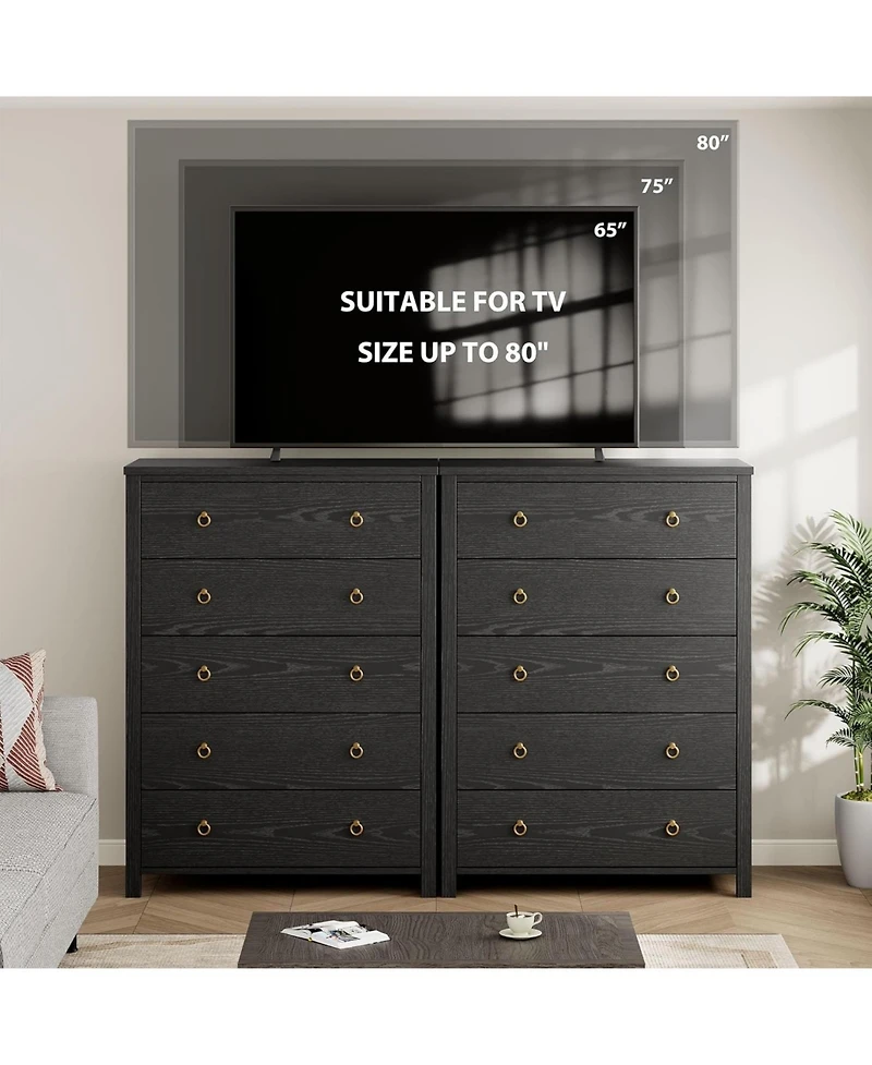 gaomon 4-Drawer Black Tall Dresser, 37" Chest for Closet, Nightstand, Large Clothes Storage for Bedroom, Home Office