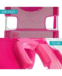 Ostrich Original 3N1 Lightweight Outdoor Beach Lounge Chair with Footrest, Pink