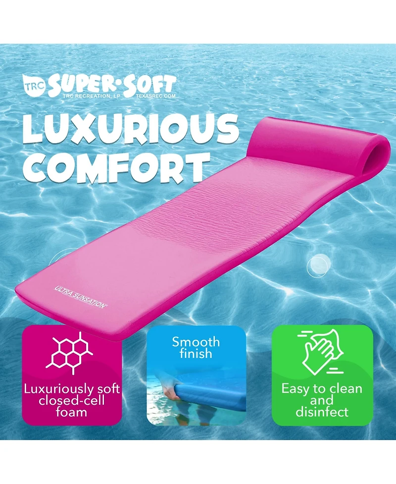 Trc Recreation Ultra Sunsation 2.5 Inch Thick Foam Pool Float Lounge Mat, Pink