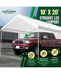 Caravan Canopy Domain 10 x 20 Foot Straight Leg Instant Canopy Tent Set, White