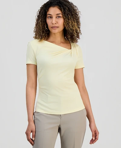I.n.c. International Concepts Petite Asymmetrical-Neck Top, Macy's Exclusive