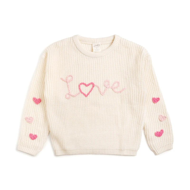 Sweet Wink Little Girls Ditsy Love Valentine's Day Knit Sweater