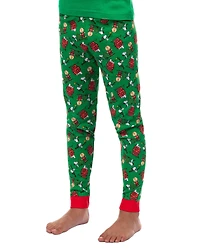 Peanuts Big Boys Snoopy Wake Me When It's Christmas Holiday 2PC Tight-Fit Pajama Set