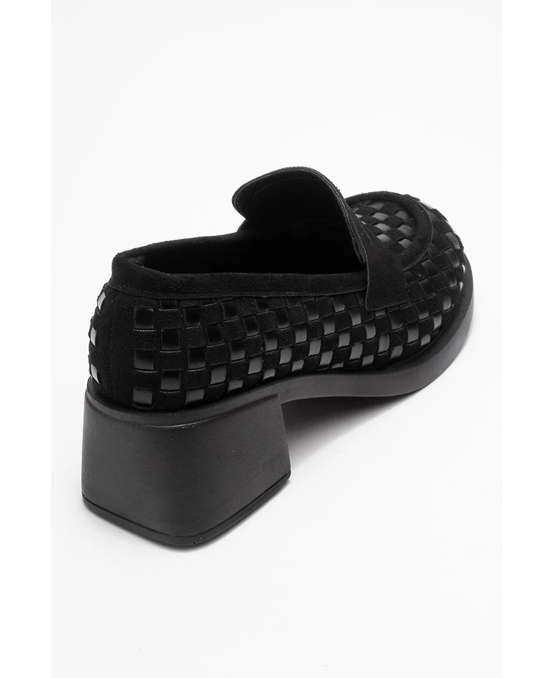 Prologue Shoes Women's Marlon Woven Block Heel Loafer