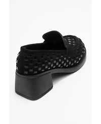 Prologue Shoes Women's Marlon Woven Block Heel Loafer