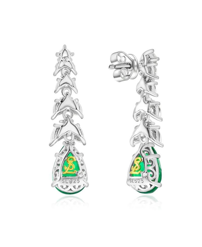 Suzy Levian New York Gala Collection Sterling Silver Firework Large Pear Cut Cubic Zirconia Cluster Drop Dangle Earrings