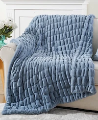 Battilo Luxurious Reversible Rabbit Faux Fur Throw, 60" x 80"