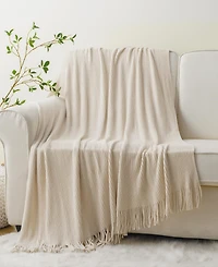 Battilo Classic Textured Ribbed Knit Throw, 50" x 60"