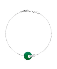 Macy's 3-Pc. Jade Inlay (3 ct. t.w.) And Lab Grown White Sapphire (1/5 Necklace, Earrings, Bracelet Set (Also Available Onyx Inlay)